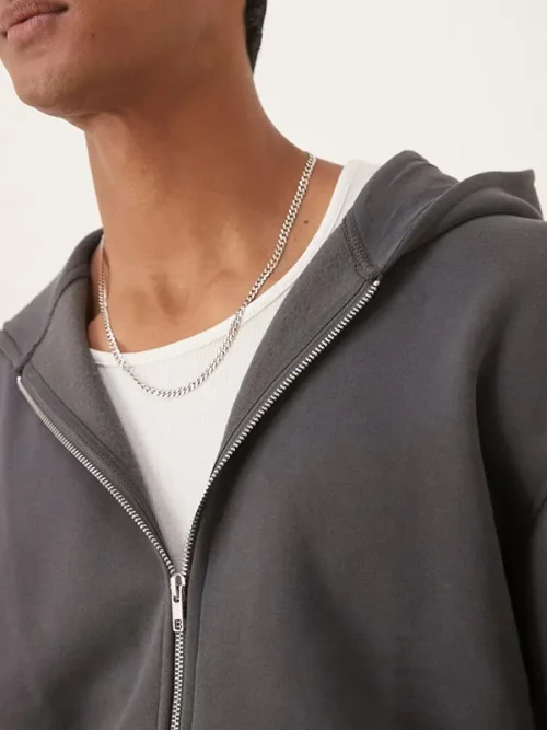 Alternative view of Customized Drop Shoulder Sleeve Dark Grey Zip Up Hoodies Cardigan