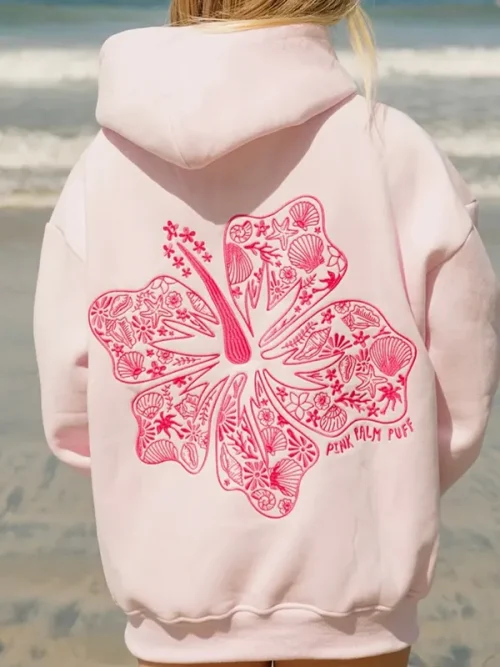 High Quality Thick Pink Hoodie Embroidery Custom - Image 3
