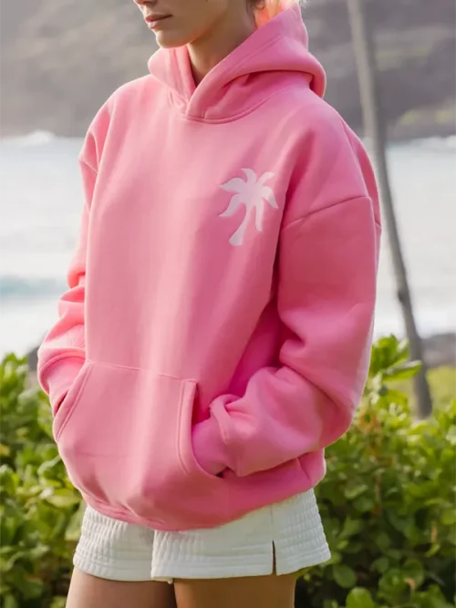 High Quality Thick Pink Hoodie Embroidery Custom