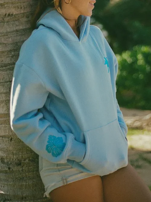 Custom heavyweight embroidery light purple pullover  hoodies