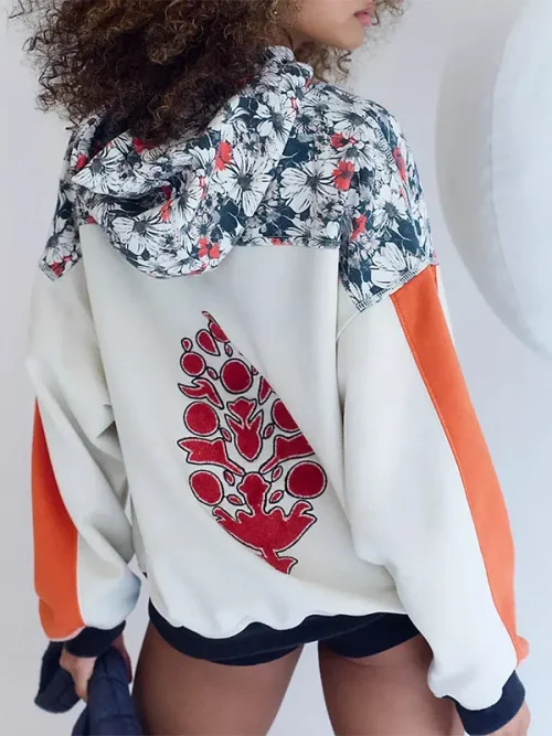 Alternative view of Custom half-body floral patch boxy hoodies