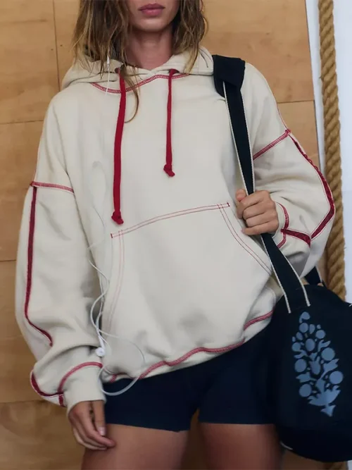 Custom heavy cotton white pullover stitched hoodies