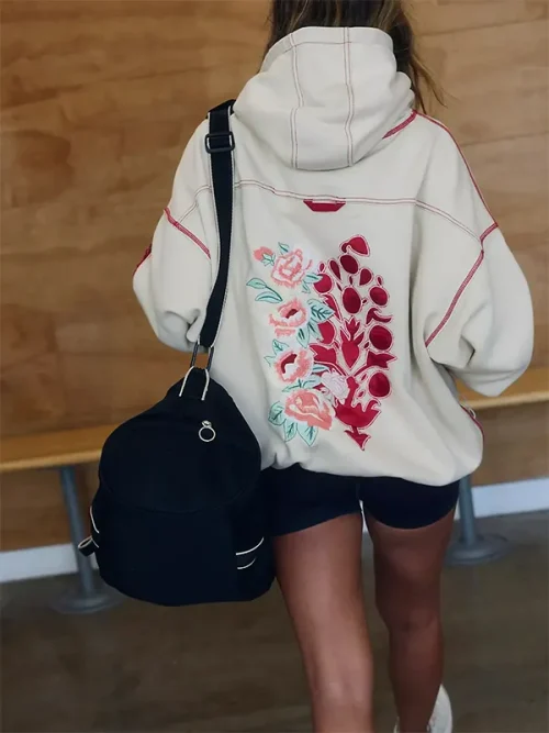 Alternative view of Custom heavy cotton white pullover stitched hoodies