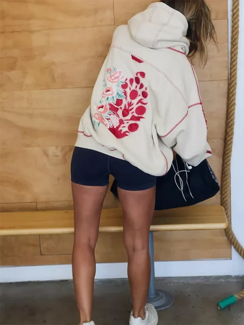 Custom heavy cotton white pullover stitched hoodies - Image 3