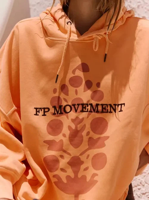 Custom bright orange brand print hoodie drawstrings - Image 3