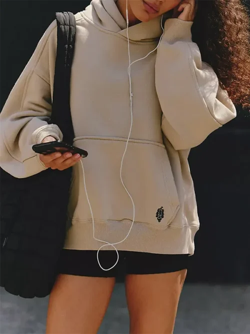 100 cotton custom apricot drawstring hoodies