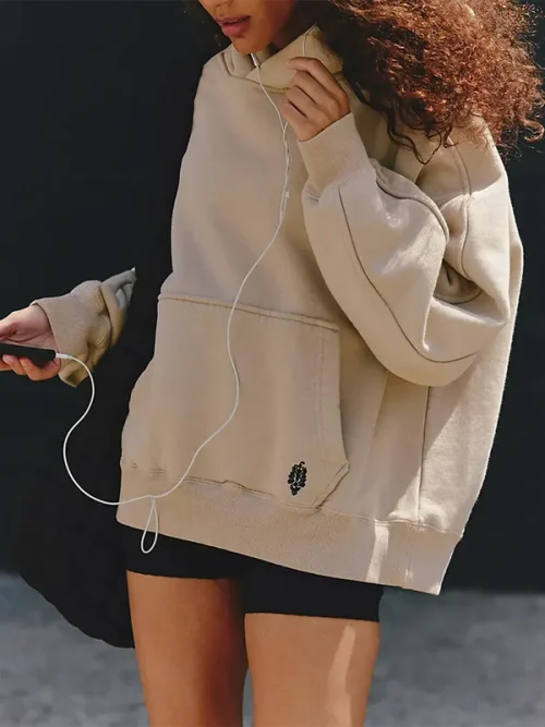 Alternative view of 100 cotton custom apricot drawstring hoodies