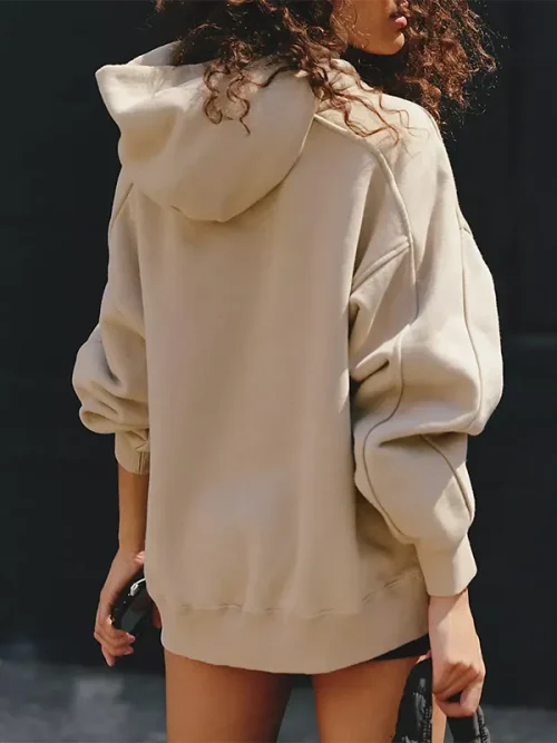 100 cotton custom apricot drawstring hoodies - Image 3