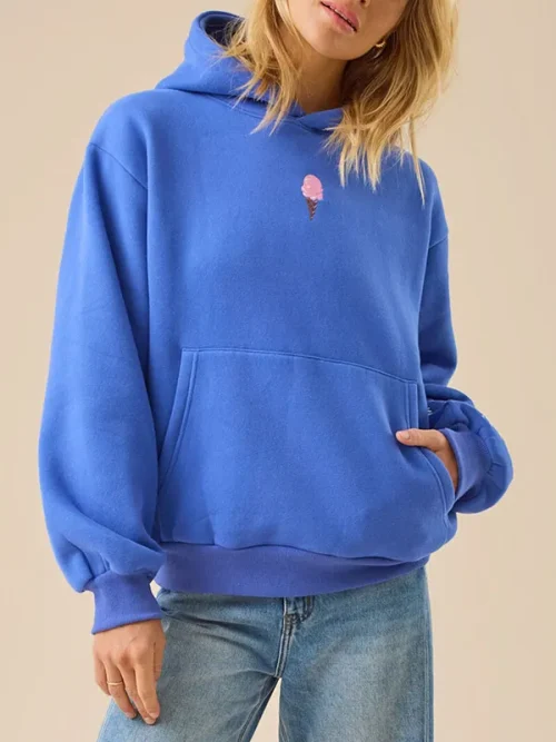Alternative view of Custom ice cream car print blue hoodies