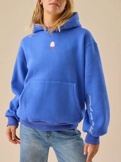 Custom ice cream car print blue hoodies