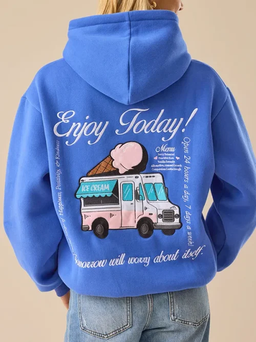 Custom ice cream car print blue hoodies - Image 3