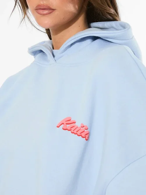 Custom initial embroidered light blue hoodie suit - Image 3