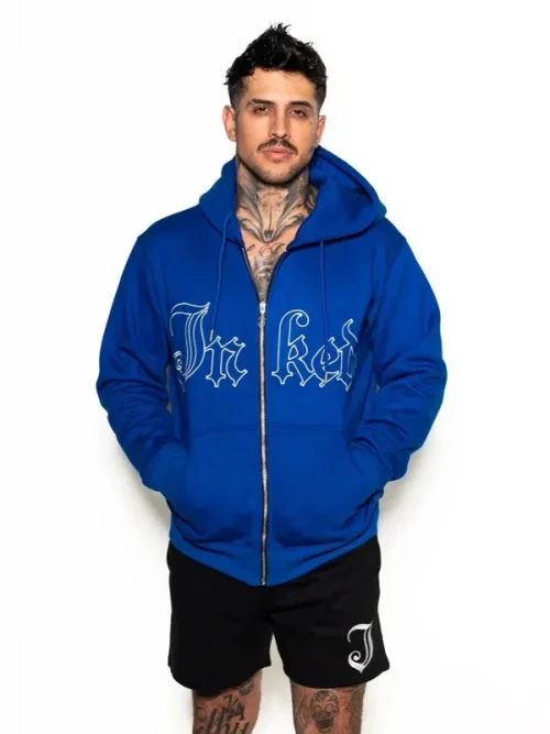 Alternative view of Custom Embroidered Royal Blue Couple's Heavy Cotton Zip Up Goodies