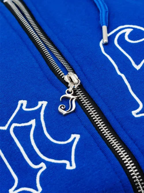 Custom Embroidered Royal Blue Couple's Heavy Cotton Zip Up Goodies - Image 4