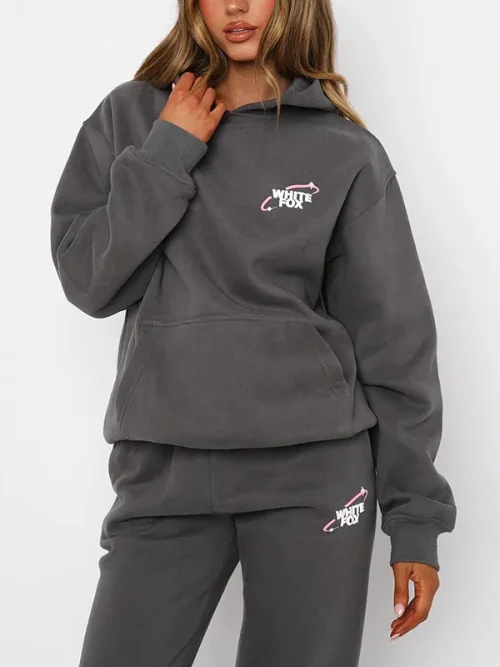 Custom screen printed dark gray trendy hoodies sweatshirt