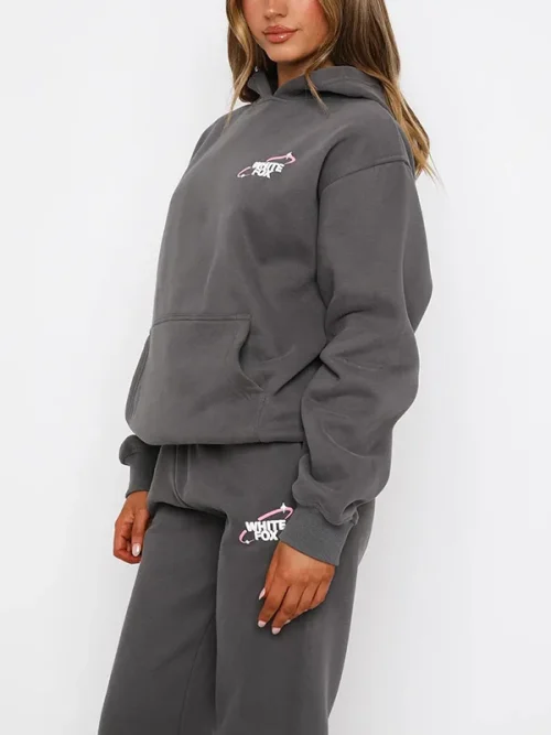 Alternative view of Custom screen printed dark gray trendy hoodies sweatshirt