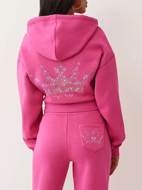 Custom Bedazzled Glitter Crown Rhinestone Hoodie - Image 4