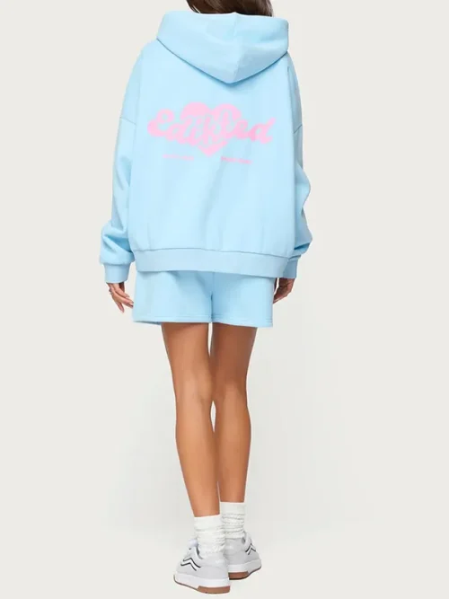 Custom bedazzled light blue screen print hoodies - Image 4