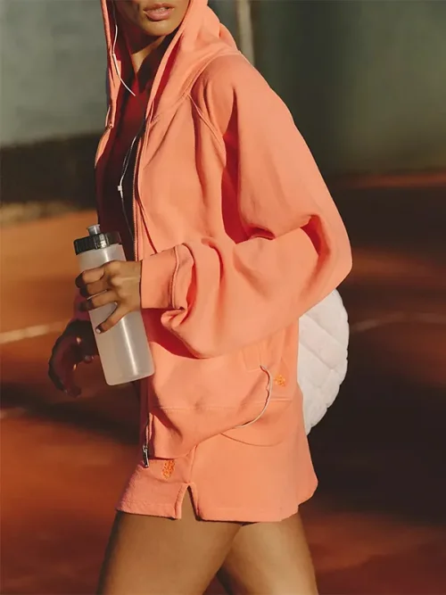 Custom Bright Orange As Colour Tennis Style Hoodie Jacket