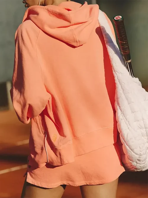 Alternative view of Custom Bright Orange As Colour Tennis Style Hoodie Jacket
