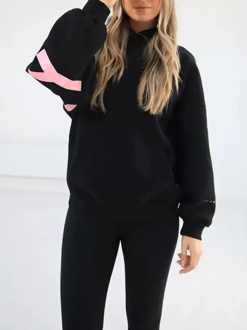 Custom black heavy hoodie with large letters printed on the back - Image 3