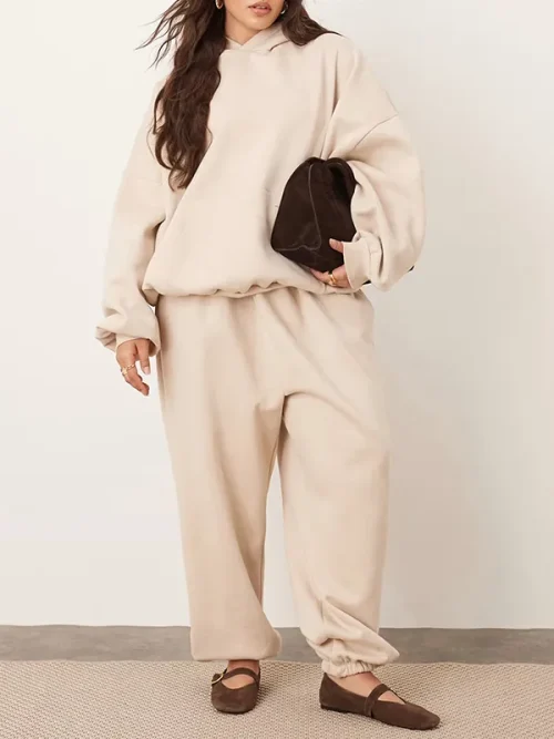 Alternative view of Custom oversized loose off-white minimalist hoodie suit
