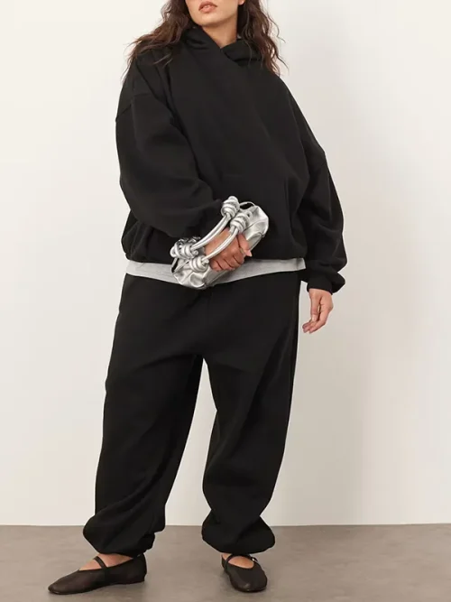Custom oversized loose off-white minimalist hoodie suit - Image 6