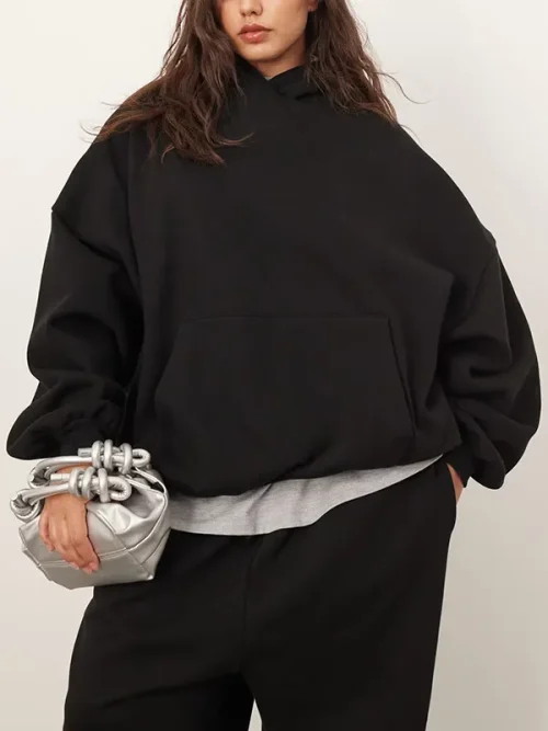 Custom oversized loose off-white minimalist hoodie suit - Image 4